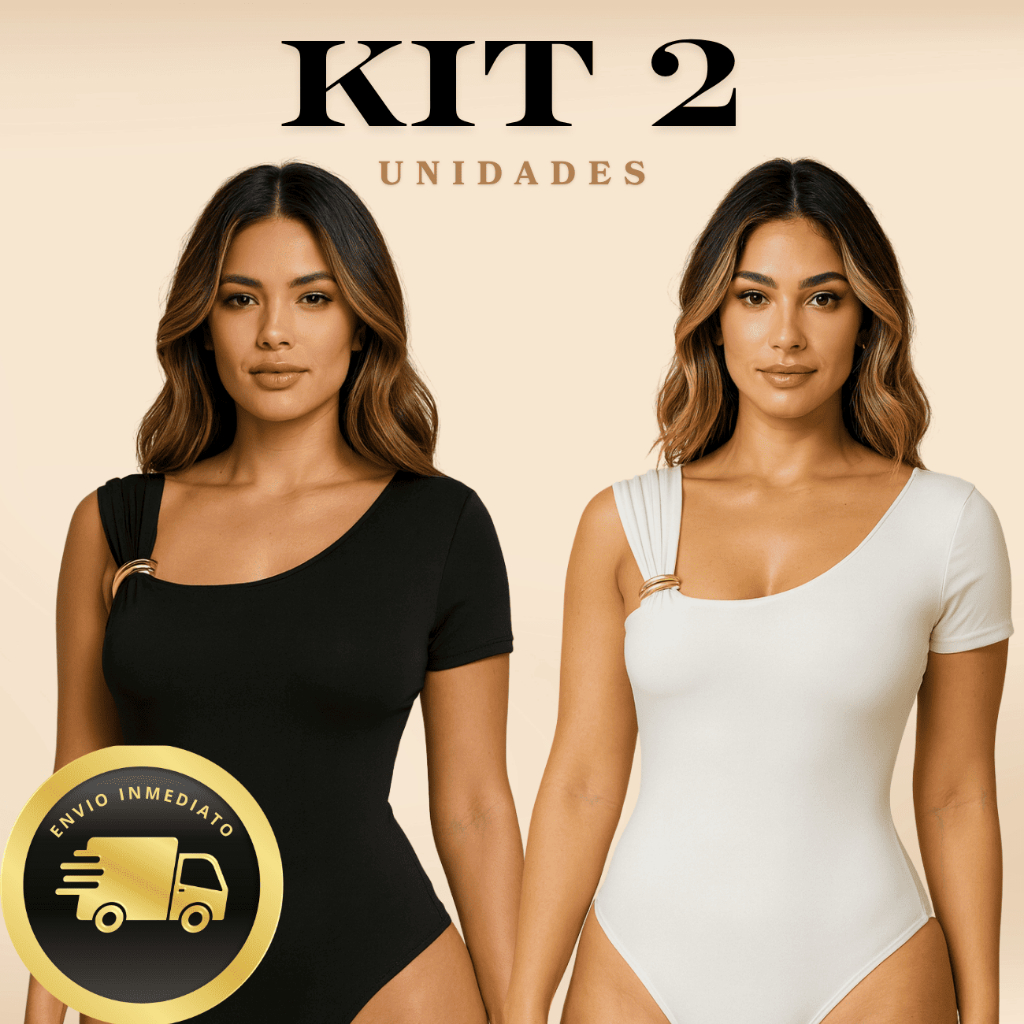KIT 2 Body Feminino Manga Curta com Detalhe Elegante em Argola Dourada em Suplex em Oferta na Shopee