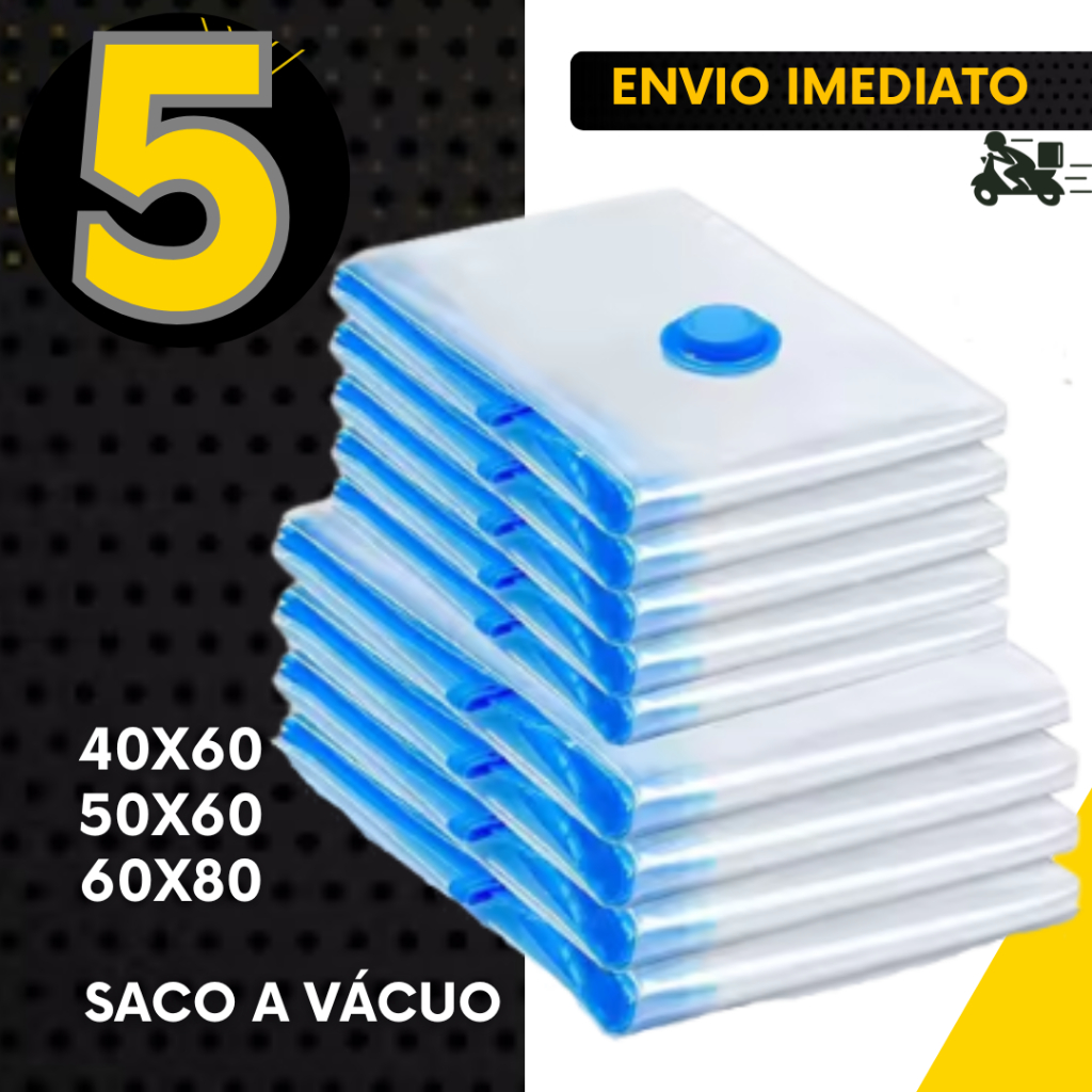 Kit 5 un - Saco a Vácuo Bomba Manual Organizador Viagem Casa Roupas Cobertas Reutilizável