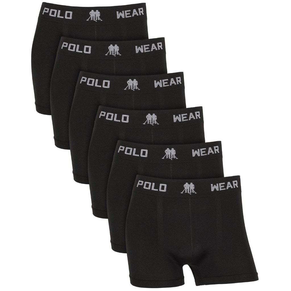 Kit 6 Cuecas Boxer Masculina Sem Costura Microfibra Adulto Original Polo Wear em Oferta na Shopee