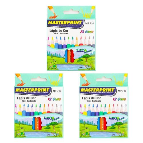 Kit 100 Caixas de Lápis de Cor Mini Caixa com 12 Cores Masterprint