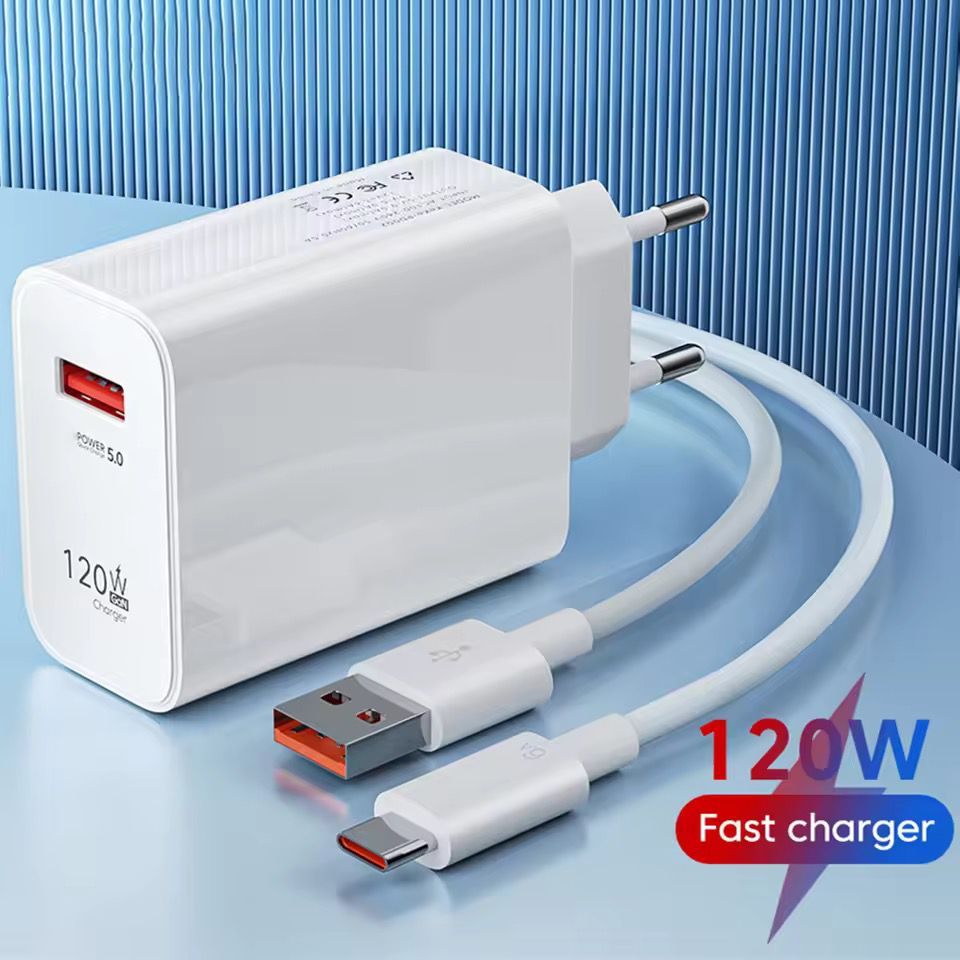 Carregador Usb Tipo C Com Cabo Carga Rápida 120w Branco