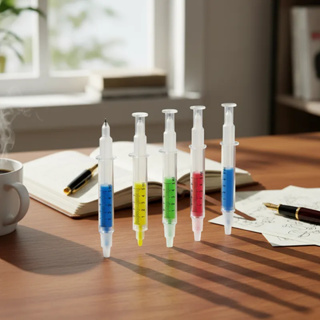 Kit 15 Canetas Esferográficas Com Marca Texto Formato Seringa em Oferta na Shopee