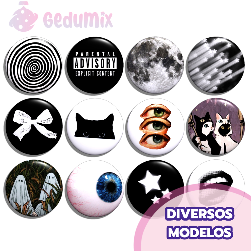 KITs Bottons Broches Y2K Black Style GOTH Gótico Moon Coquette Weird Eye Cat Aesthetic em Oferta na Shopee