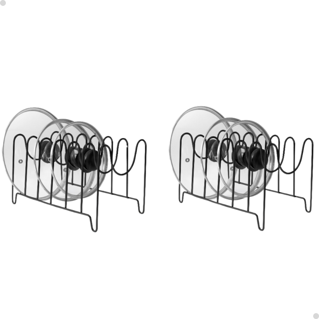 Kit 2 Organizador Suporte Porta Tampas De Panela Cozinha Armário Pia 6 Tampas