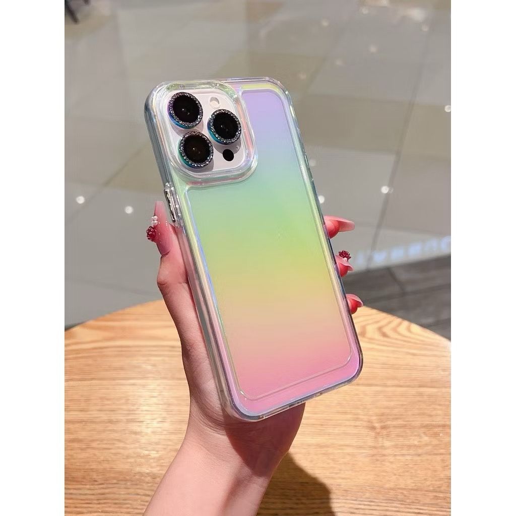 Capa Holográfica Espelhada luxo capinha para iPhone 11/13 pro/14 pro/15 pro max e 1 pelicula para camera brinde