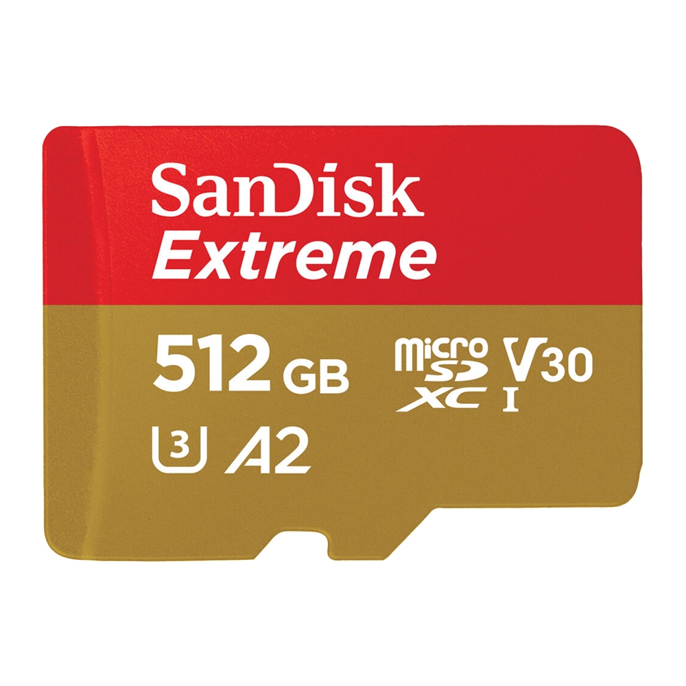 Sandisk Extreme micro SDXC card 512gb speeds up to 190mb/s read 130mb/s U3 V30 A2 SDSQXAV-512G-GN6MN (K-4714-1507)