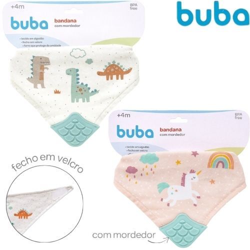 Bandana Mordedor Infantil Buba Babador Bebê Gengiva Criança Bebe Dentinhos Lanche Massageador