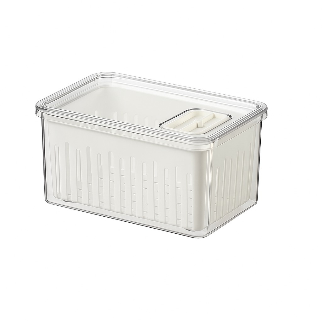 Organizador de Alimentos em Acrílico Resistente para Geladeira 2,2l Com Cesto Clear Fresh
