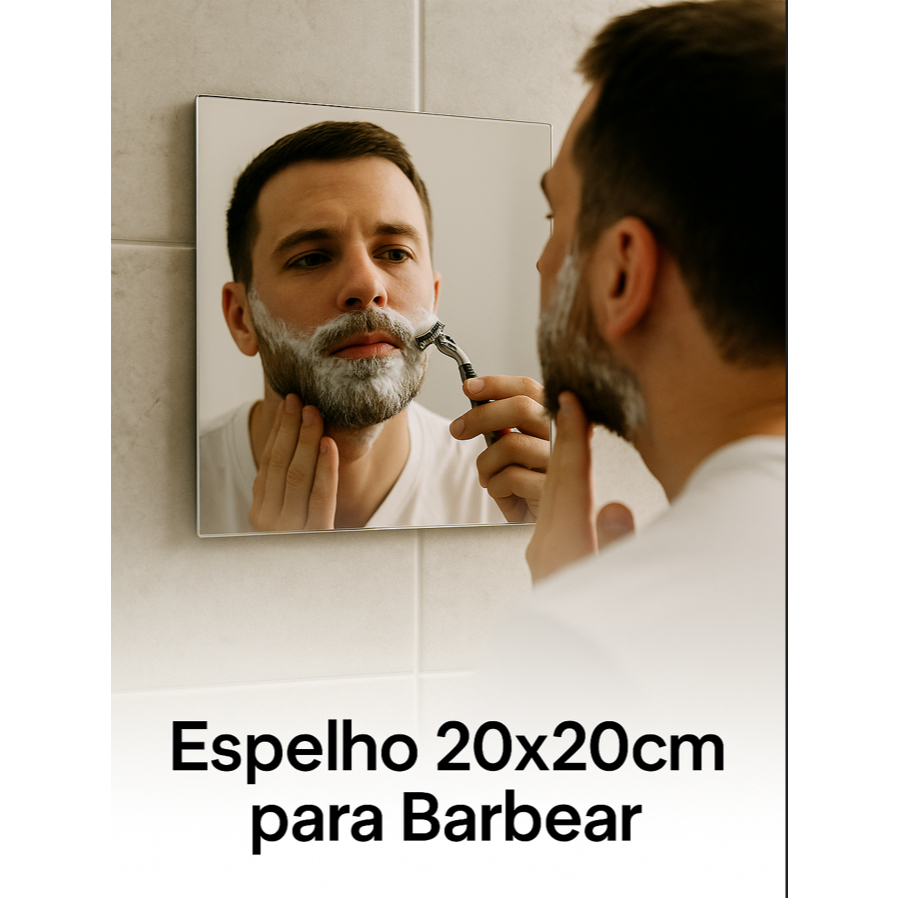 Espelho Banheiro 20cm x 20 cm para Barbear + Fita Extra Forte para Instalação Decoração Sala Lavabo em Oferta na Shopee