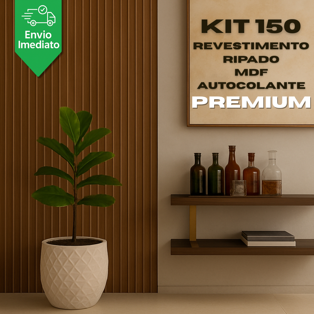 Kit 150 Revestimento Ripado Placa Painel Autocolante em MDF Premium para Decoração(ENVIO IMEDIATO)