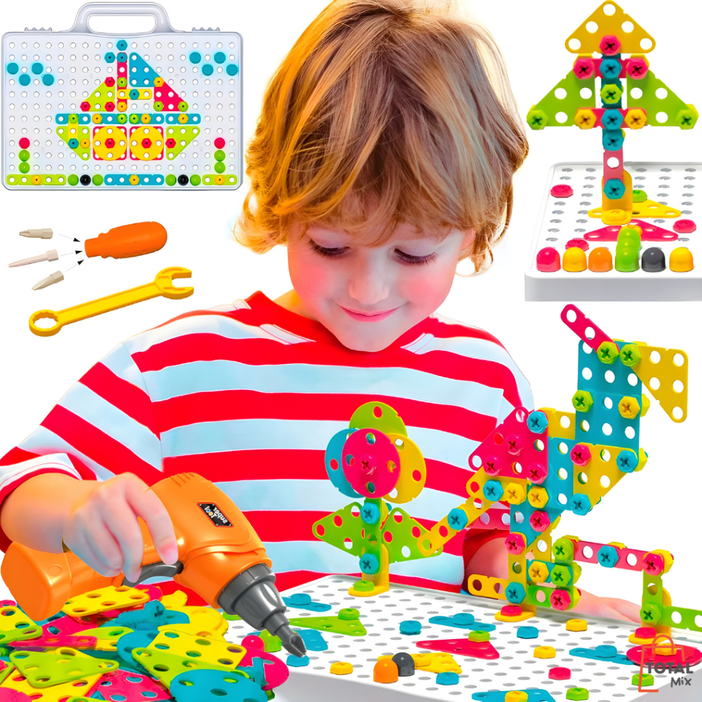 Kit Ferramenta Infantil Monta e Desmonta com Maleta Brinquedo Educativo Engenheiro INMETRO