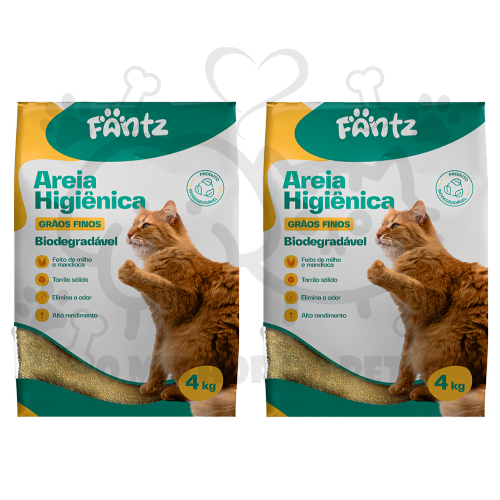 Kit Areia Biodegradável para Gatos Fantz Grãos Finos 4 KG Lançamento em Oferta na Shopee