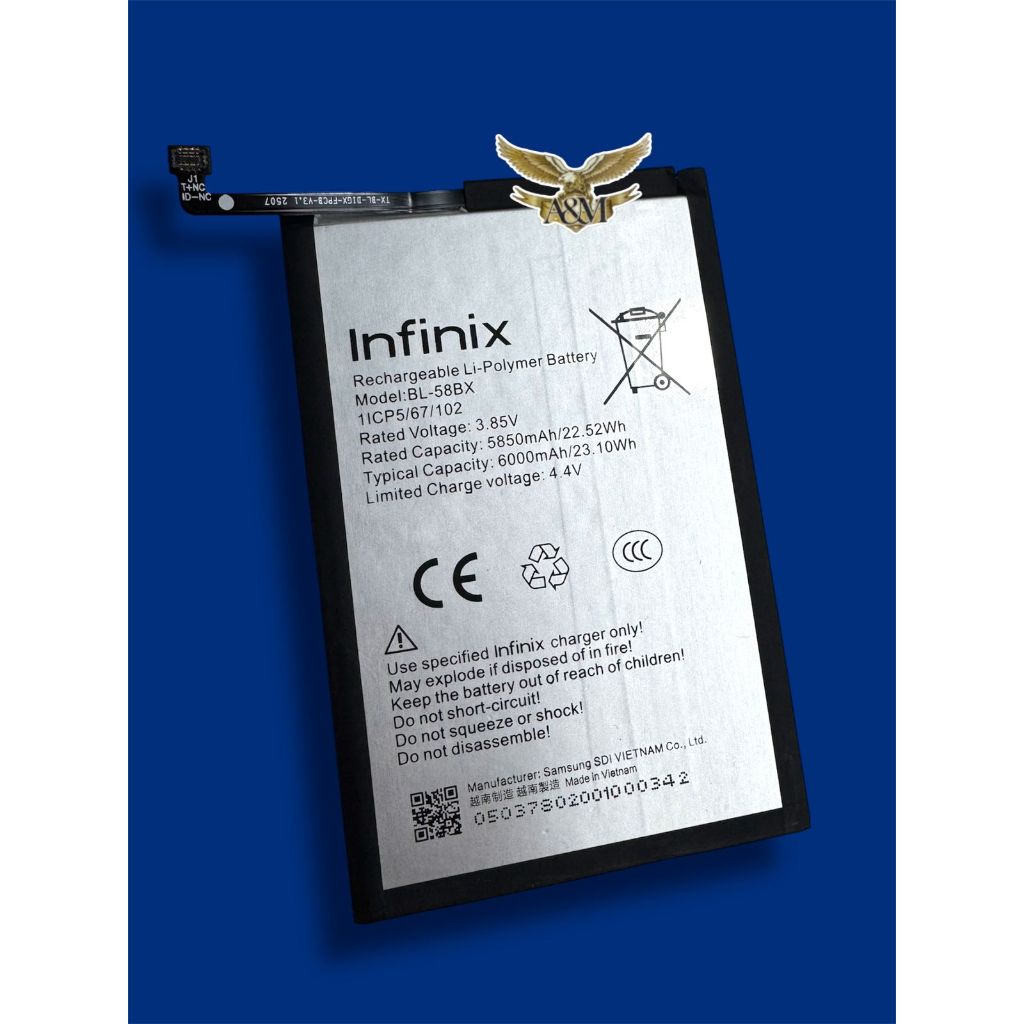 Bateria Infinix Modelo BL-58BX compatível com Hot 10 Play, Hot 11, Hot 11 Play, Hot 9 Play