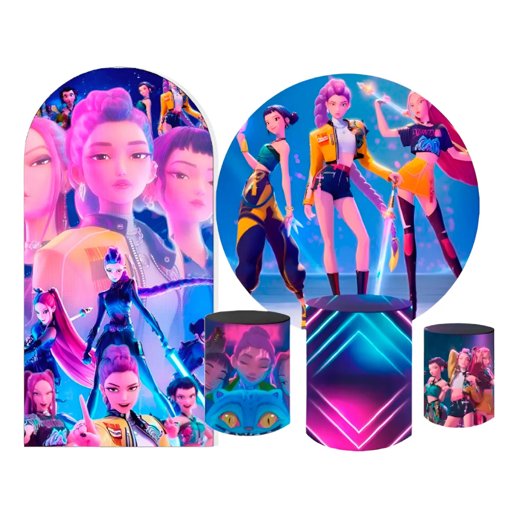 Painel Redondo Trio Cilindro Romano 2x1 Guerreiras K-pop em Oferta na Shopee