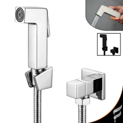 Ducha Higiênica Chuveirinho Metal e ABS Para Banheiro Privada Completa 1/4 De Volta Cromada Bidê
