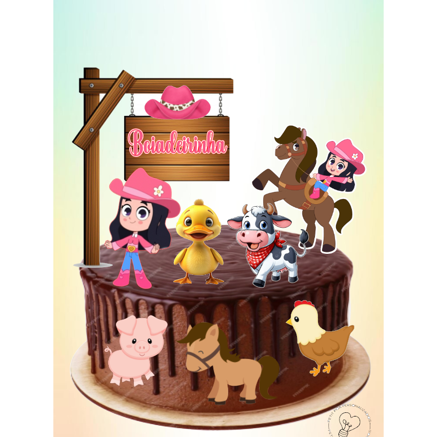 Topo de Bolo Personalizado Boiadeirinha Ana Castela em Oferta na Shopee