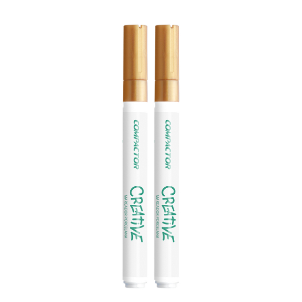 Kit com 2 Marcador de Porcelana Creative Ouro - Compactor