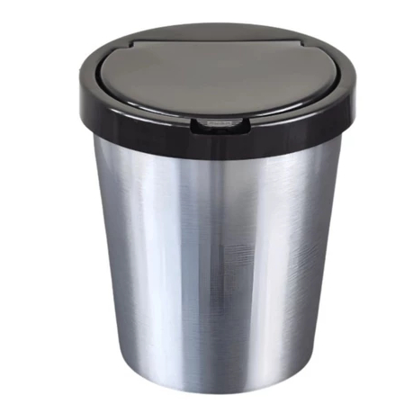 Lixeira/Cesto Tipo Inox Com Tampa Click - 10 Litros Prata Banheiro - Para Cozinha ,Quarto, Escritório e Banheiro - TOY em Oferta na Shopee