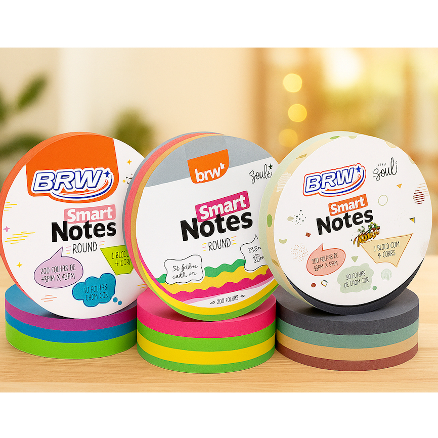 BLOCO SMART NOTES ROUND 45X45MM -200FLS - 1BLOCO
