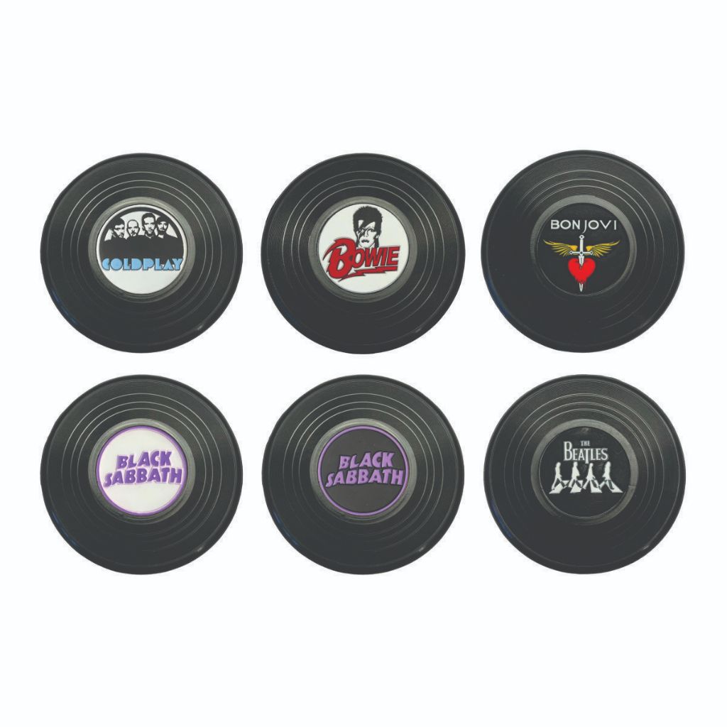 Kit 6 Porta Copos Várias Bandas de Rock Disco de Vinil Retrô Shopp Bolacha Lavável Flexível em Oferta na Shopee