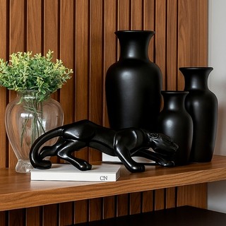 Conjunto 4 peças vaso decorativo cerâmica colorido enfeite para decorar casa sala rack sala aparador
