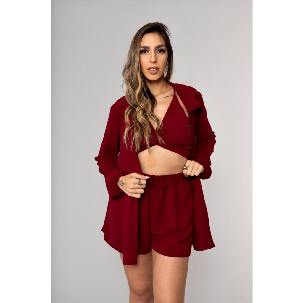 Conjunto Feminino 3 Peças Casual Chique – Ideal para o Dia a Dia