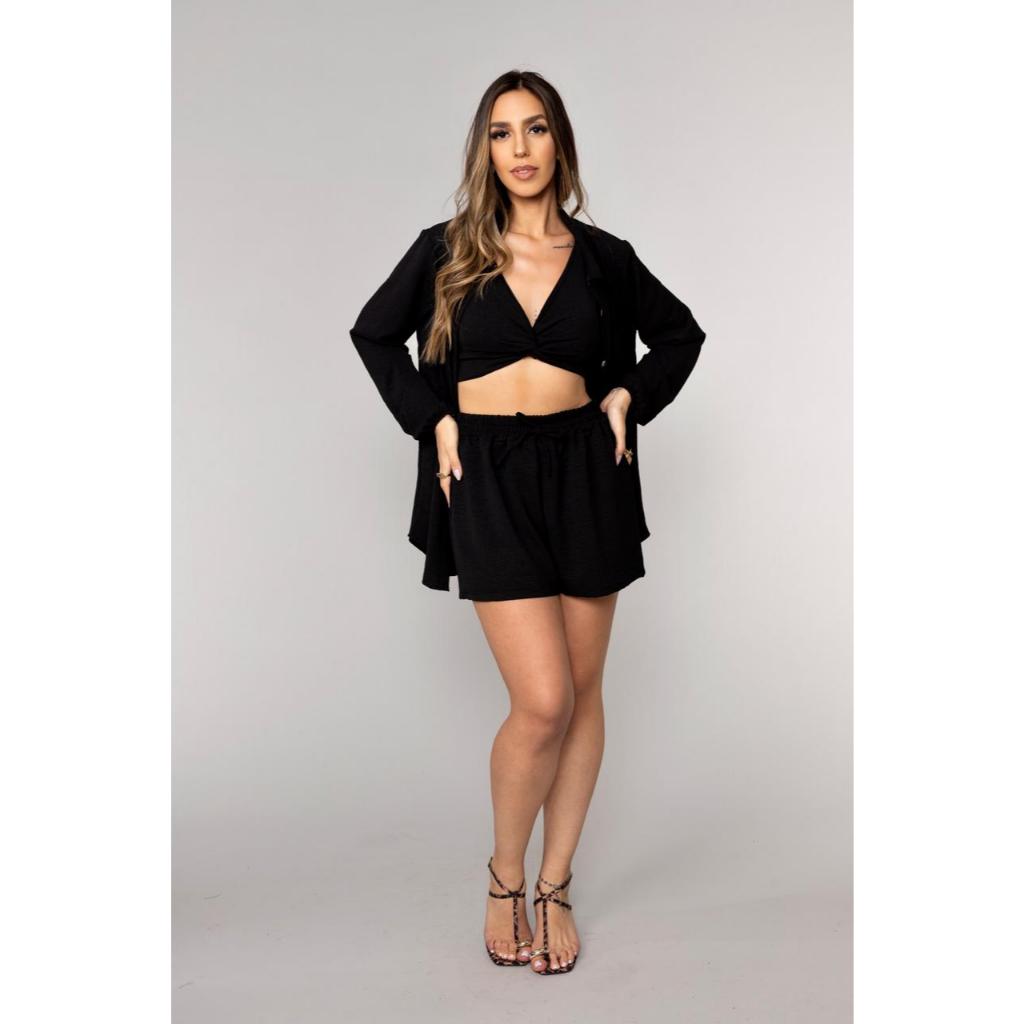 Conjunto Feminino 3 peças Casual Chique – Ideal para o Dia a Dia