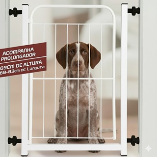 Portão Pet Grade Aramado de Proteção Para Cães e Crianças Fechar Passagem Para Bebês Com Extensor de 10cm Largura 83cm em Oferta na Shopee