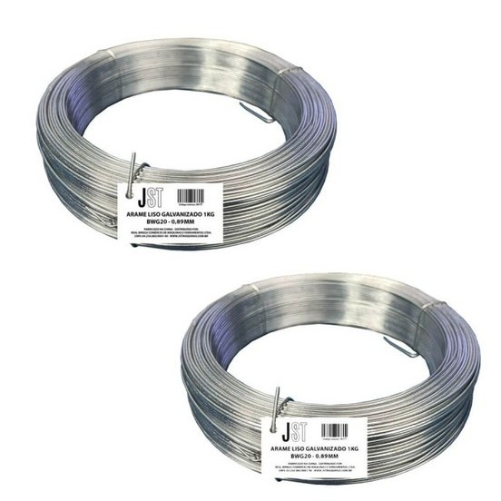 Kit com 2 Kg de Arame Liso Galvanizado - BWG20-0,89MM - JST