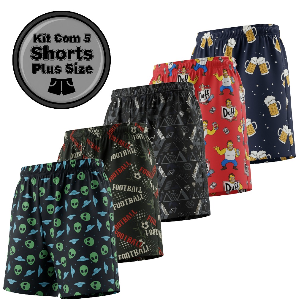 KIT 5 SAMBA CANÇÃO PLUS SIZE ADULTO ESTAMPADO PERSONAGENS MASCULINO em Oferta na Shopee