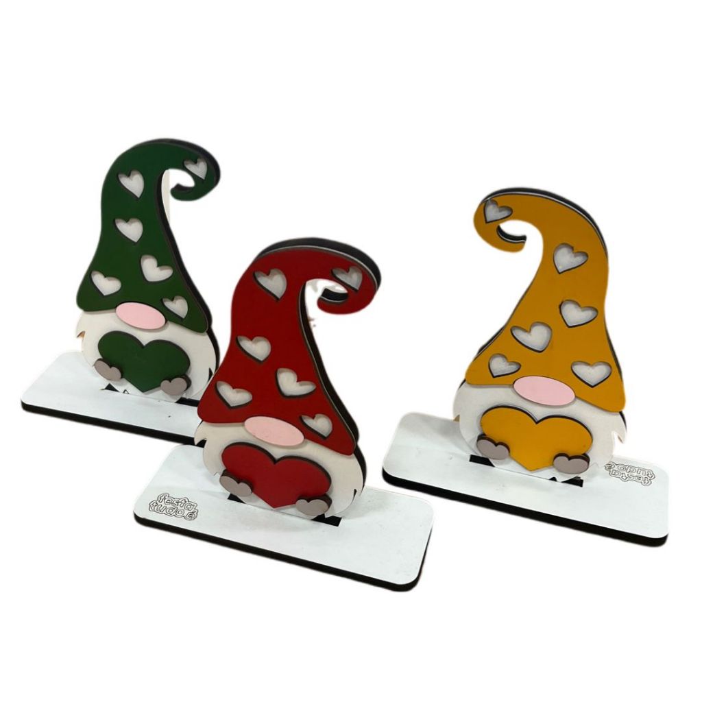 Kit 3 Duendes Gnomo Natal Prosperidade Paz Amor