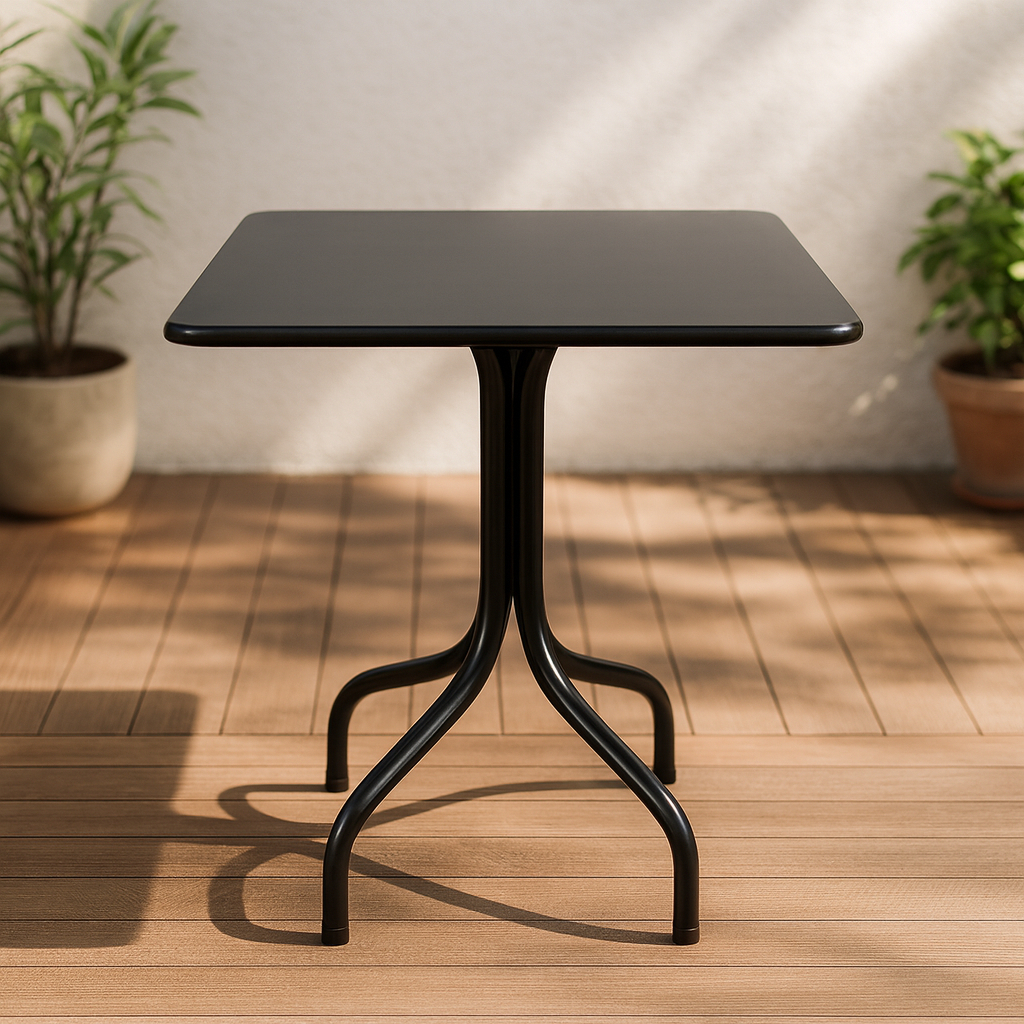 Mesa Moema Preta Base Preta 70 cm Quadrada Restaurante Bar Cozinha Sorveteria Açaiteria