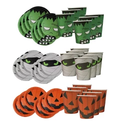 Decoração Halloween Prato E Copo Descartável Kit 20 Unidades Estampas Temáticas Silver Festa