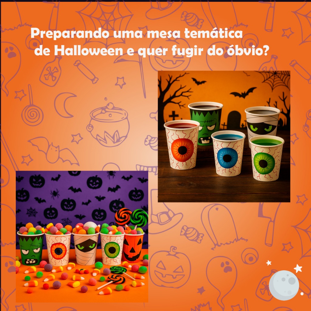 Decoração Halloween Prato E Copo Descartável Kit 20 Unidades Estampas Temáticas Silver Festa — imagem 2 de 2