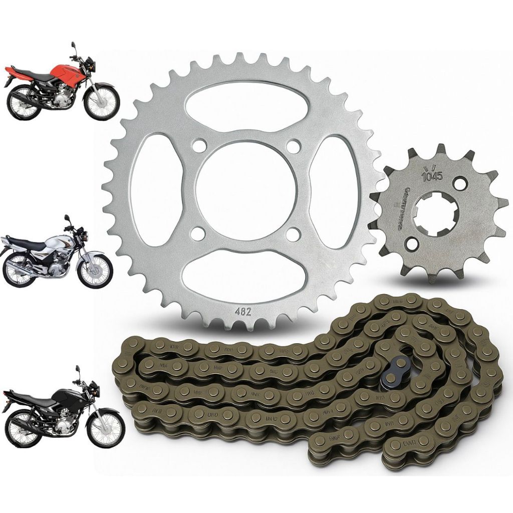 Kit Relação Transmissão Tração  Yamaha Ybr 125 / Factor 125 Aço1045 Promoção