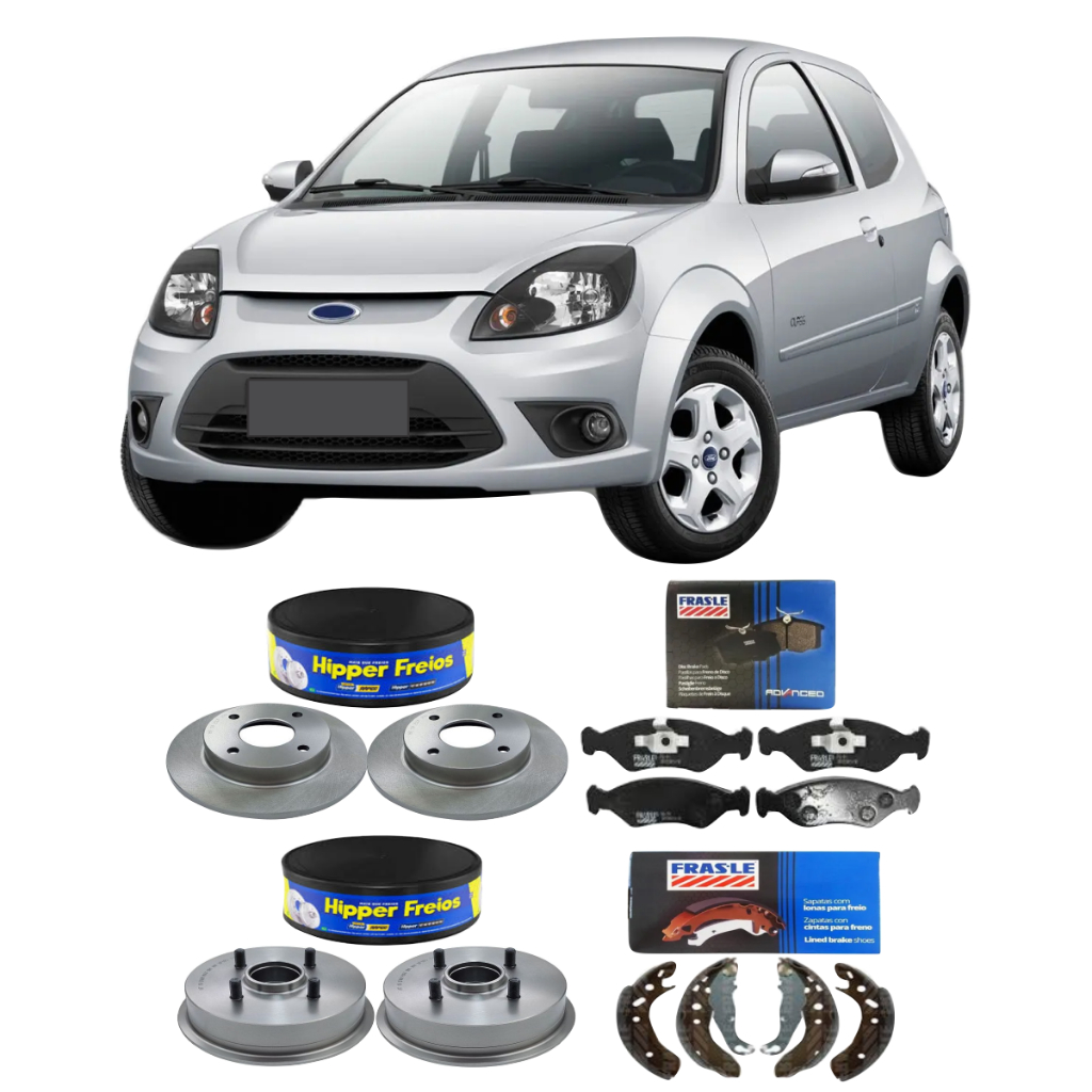 Kit De Disco De Freio + Pastilha + Tambor + Sapata Ford Ka 1.0 2009 A 2010 Hipper Freios/ Frasle