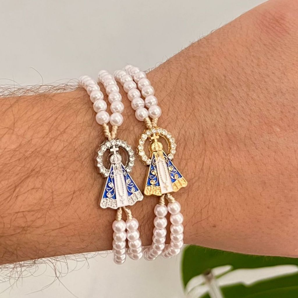 Terço de Pulso Pérola Nossa Senhora Aparecida  A Padroeira