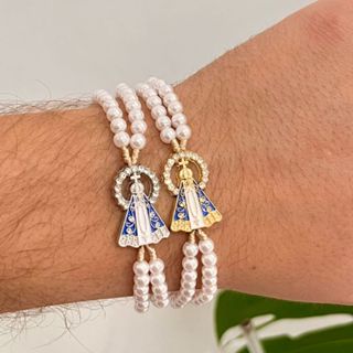 Terço de Pulso Pérola Nossa Senhora Aparecida  A Padroeira em Oferta na Shopee
