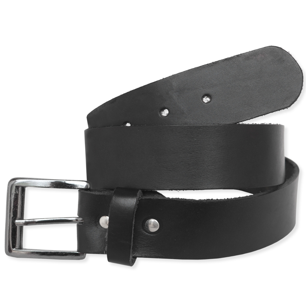 Cinto Social Largo em Couro Legítimo Reforçado Preto Marrom com Fivela de Metal Prata