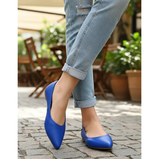 Sapatilha Feminina Bico Alongada Azul Bic Confort em Oferta na Shopee