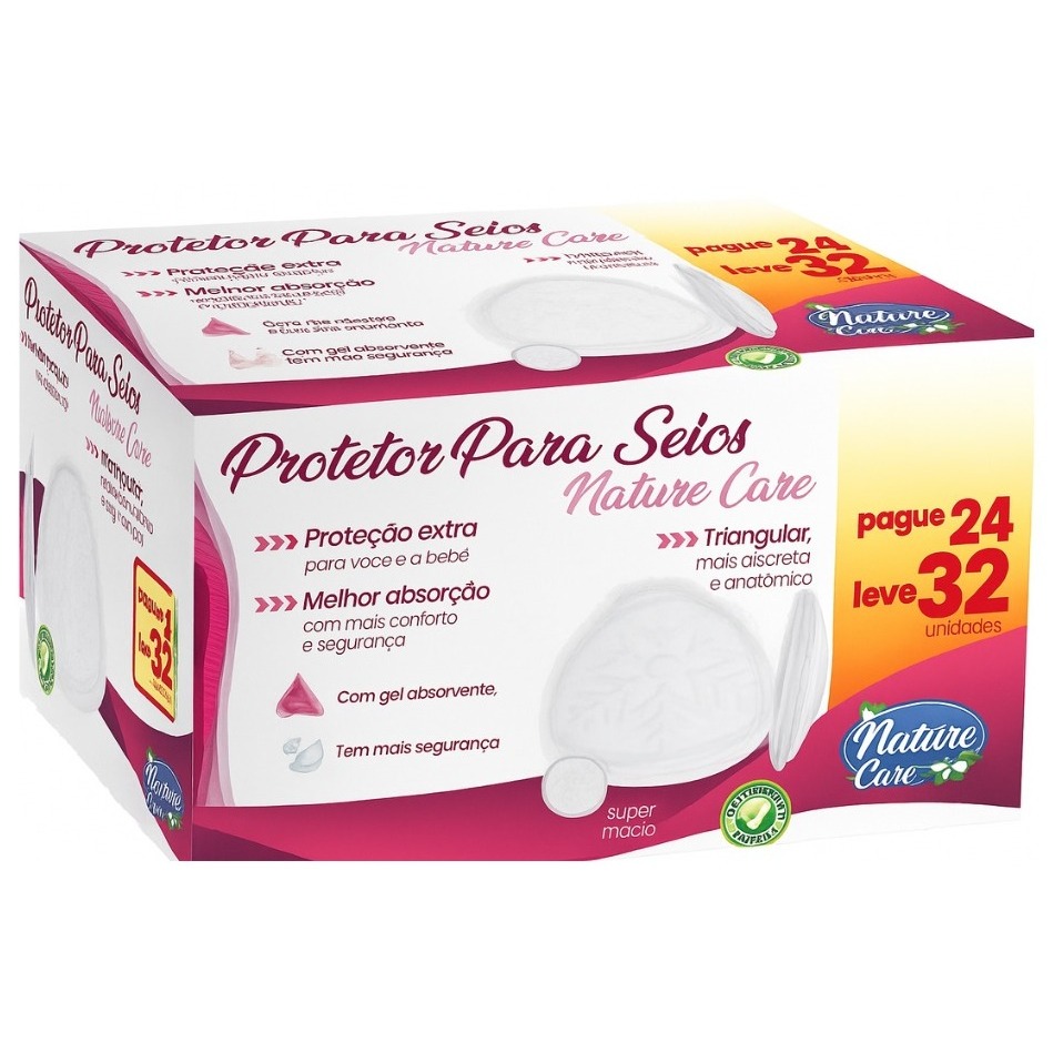 Absorvente Protetor para Seios Nature Care Caixa com 32 Unidades Confortável e Anatômico em Oferta na Shopee