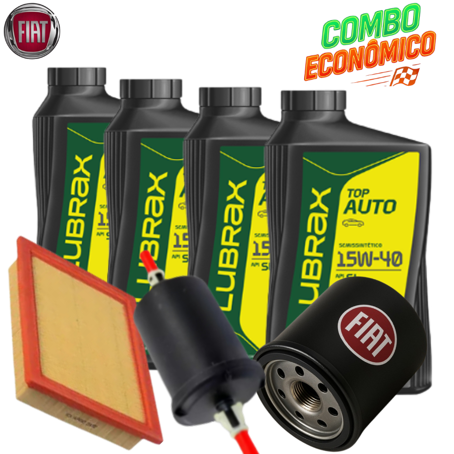 KIT TROCA DE ÓLEO FIAT BRAVA 1.6 SX 15W40 LUBRAX TECNO SL + FILTROS