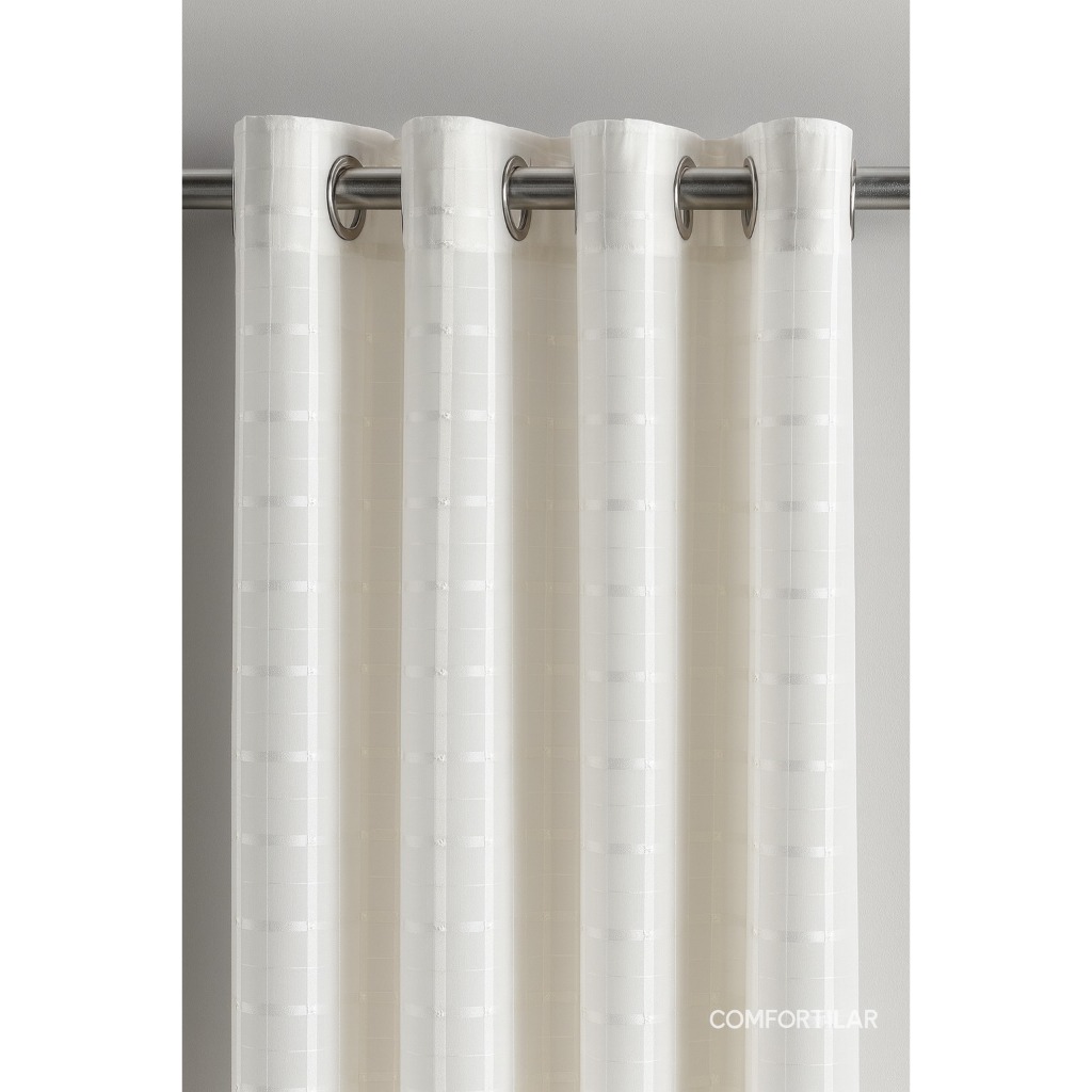 Cortina 6,00 X 2,60m Microfibra com Voil Xadrez Elegante para Sala e Quarto