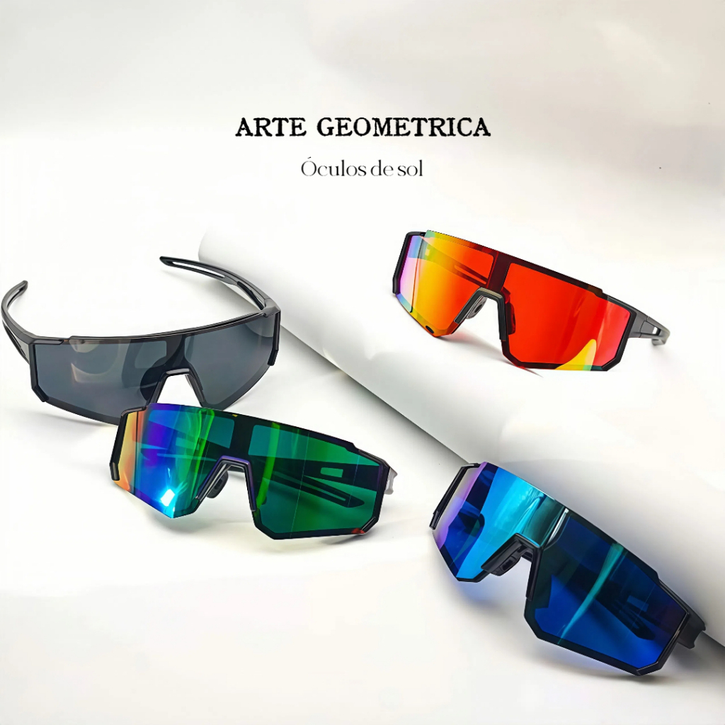 【Arte Geométrica】Óculos de sol丨Estrutura de uma peça, à prova de vento e adequada para esportes