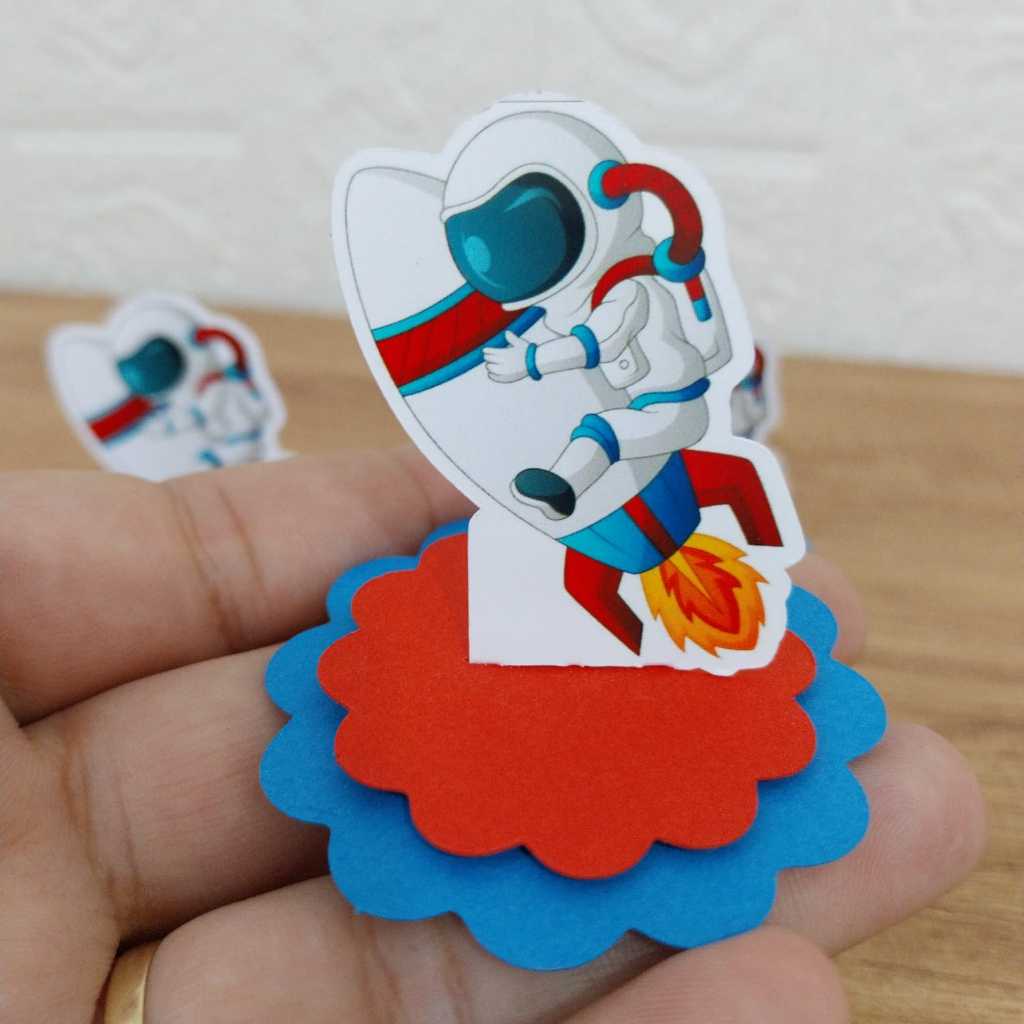 Apliques Astronauta em Camadas – Toppers Lembrancinhas Personalizadas Decoração e Festa Infantil