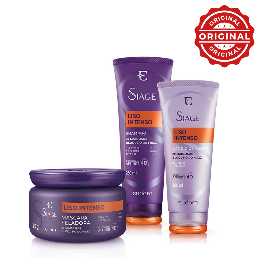 Kit Siàge Liso Intenso: Shampoo 250ml + Condicionador 200ml + máscara 250g Original, lacrado longa data de val