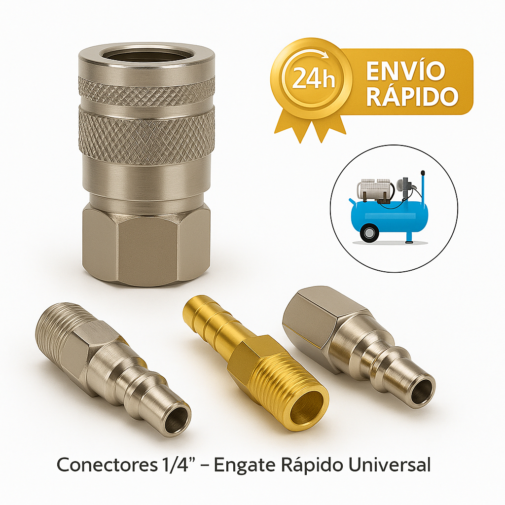 Kit Engate Rápido Para Compressor Pneumático 4 Peças 1/4 NPT Conectores Macho e Femea Mangueira