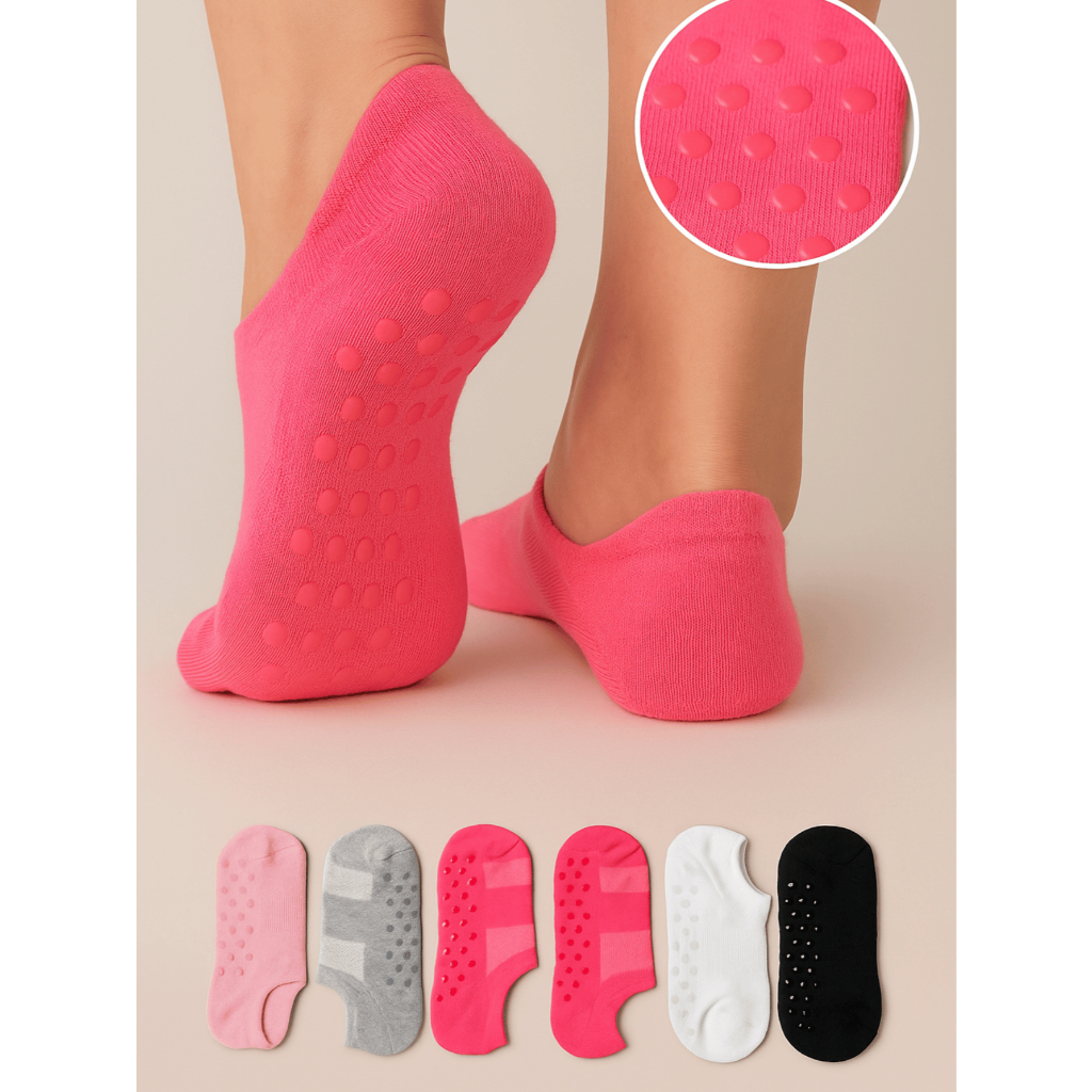 Imagem Kit 5 Pares De Meia Para Pilates Coloridas com antiderrapante Esportiva Funcional Ioga