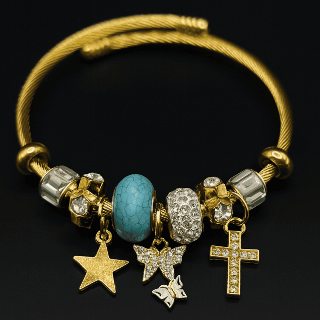 Pulseira Dourada com Berloques: Onde Comprar | BuscaProdutos