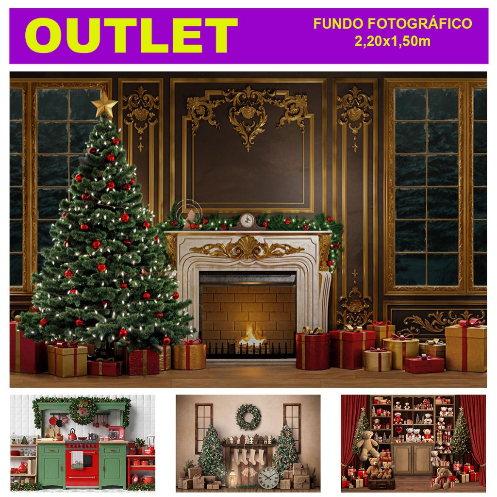 Fundo Fotográfico Halloween/Natal Cenário Em Tecido Sublimado 220x150m - OUTLET